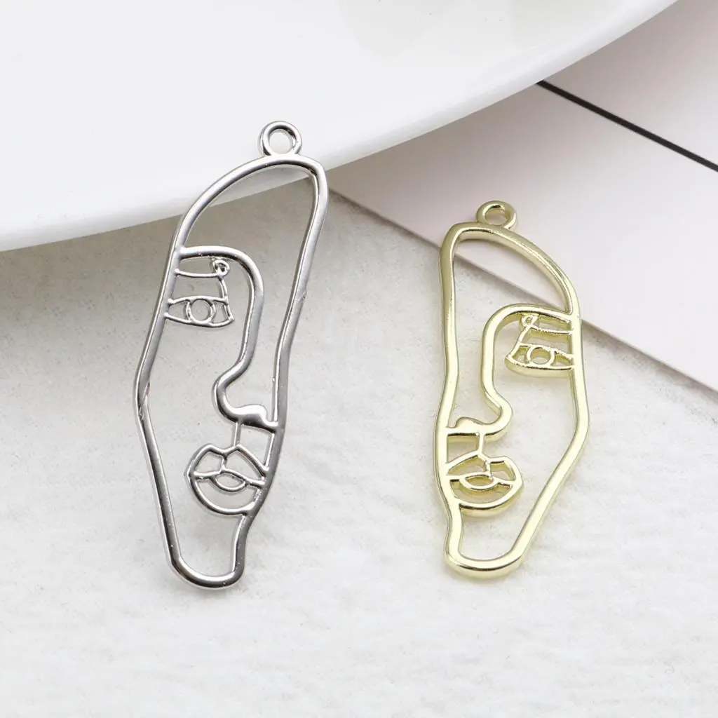 10 PCs Zinc Based Alloy Hollow Face Pendants profile Side face Charms For DIY Earring Necklace Jewelry Finding Making