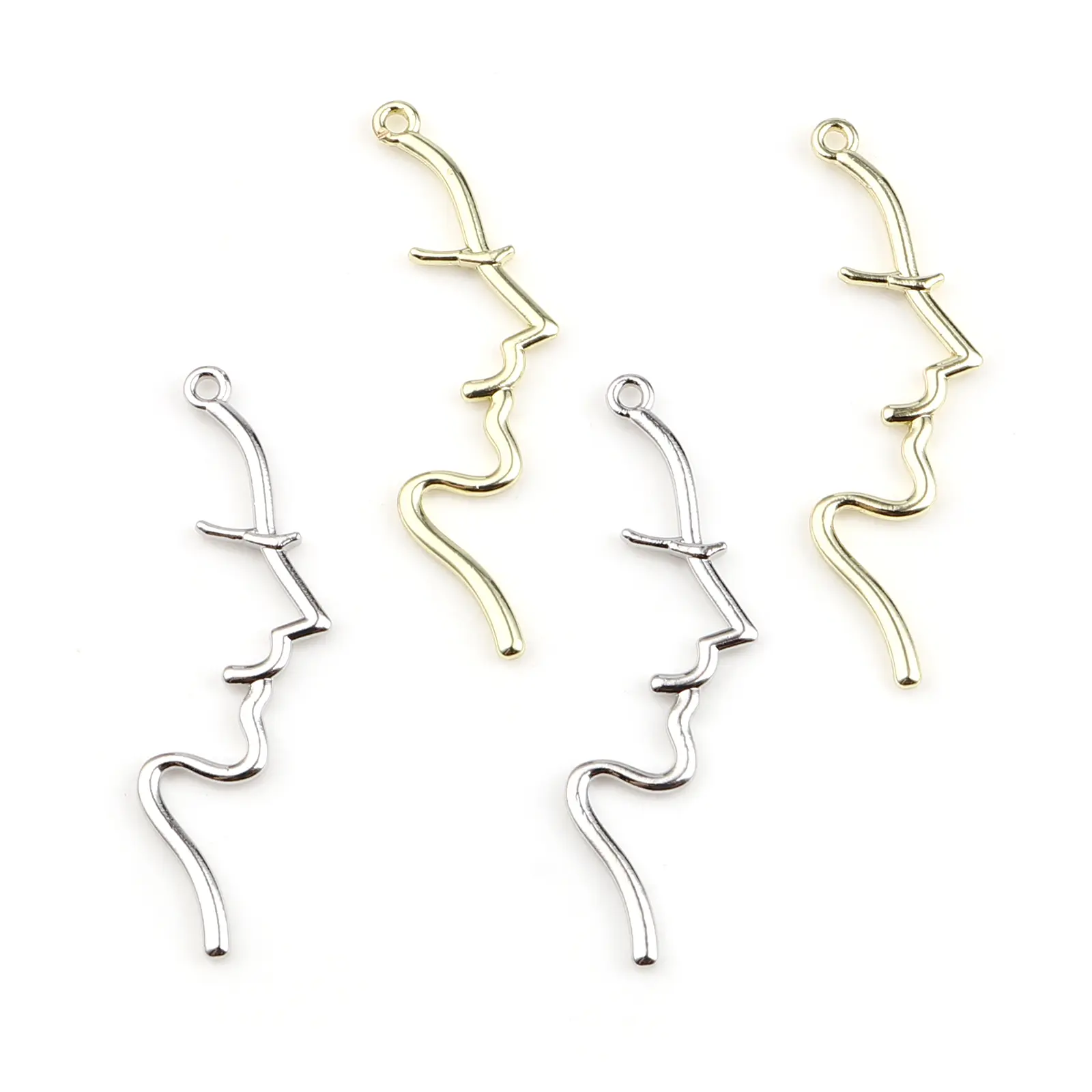 10 PCs Zinc Based Alloy Hollow Face Pendants profile Side face Charms For DIY Earring Necklace Jewelry Finding Making