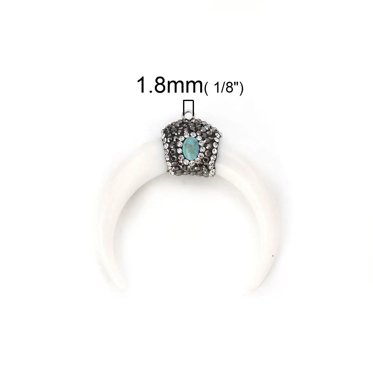 New Resin Bohemian Pendants Horn Shape Micro Pave Clear Rhinestone For Necklace Bracelet Handmade 5.4cm x5cm-5.2cm x4.8cm, 1PC