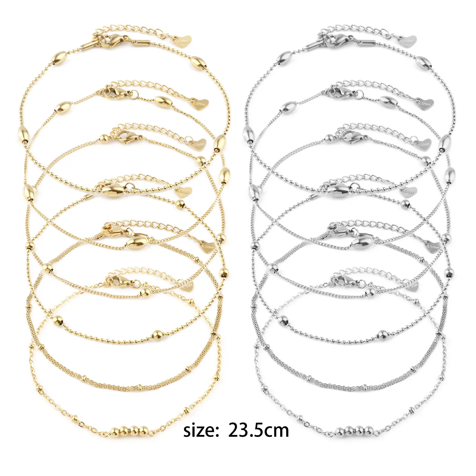 DoreenBeads 304 Stainless Steel Link Cable Chain Anklet Gold Color For Women Foot Leg Chain Ankle Bracelets Jewelry 23.5cm long