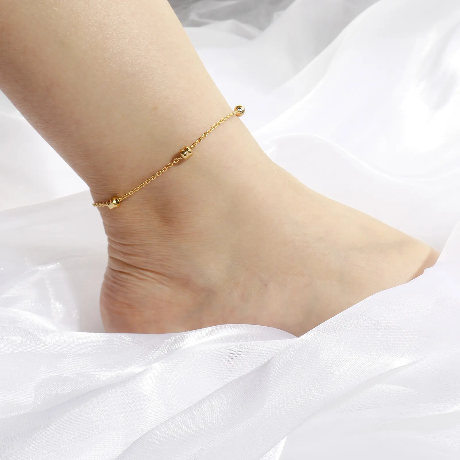 DoreenBeads 304 Stainless Steel Link Cable Chain Anklet Gold Color For Women Foot Leg Chain Ankle Bracelets Jewelry 23.5cm long