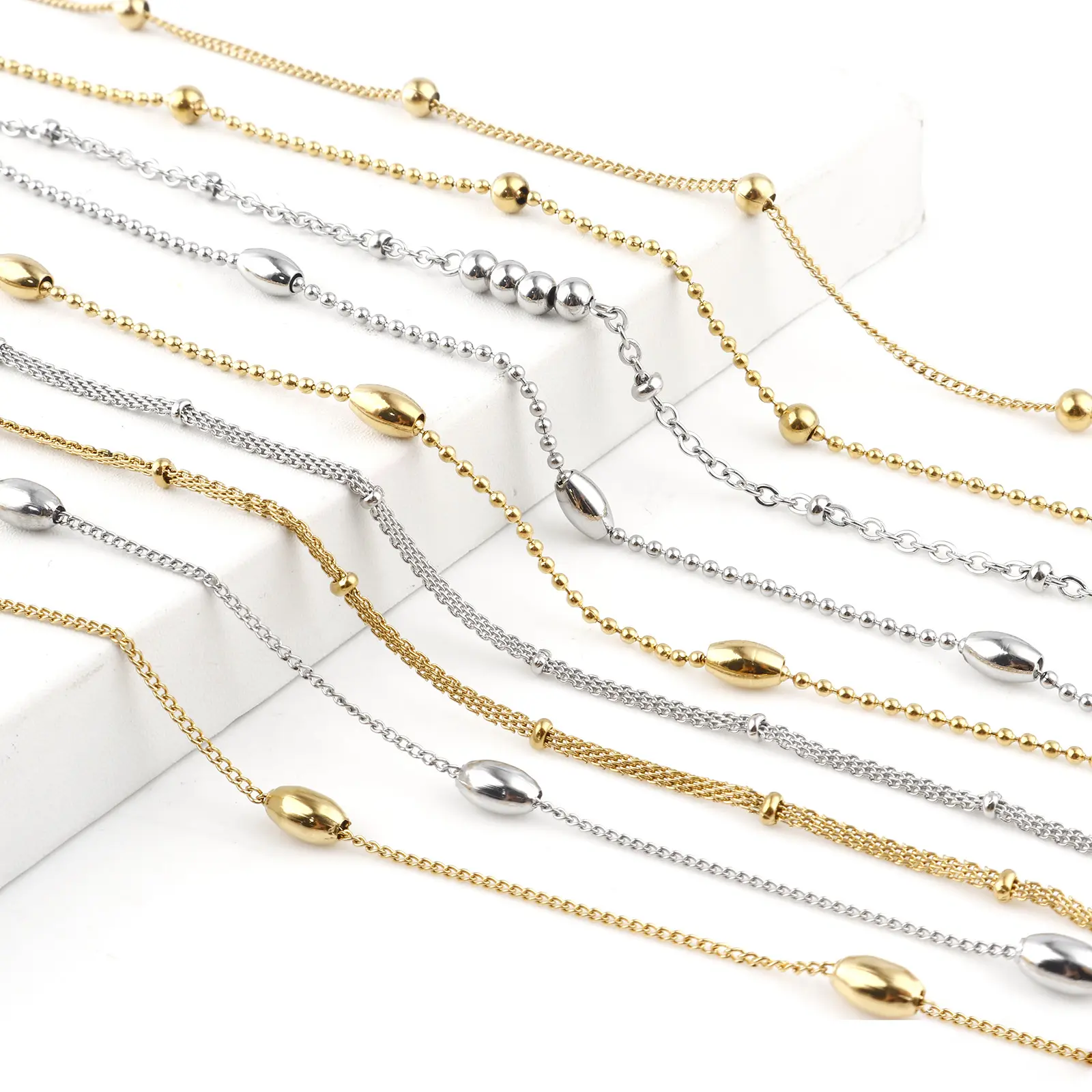 DoreenBeads 304 Stainless Steel Link Cable Chain Anklet Gold Color For Women Foot Leg Chain Ankle Bracelets Jewelry 23.5cm long