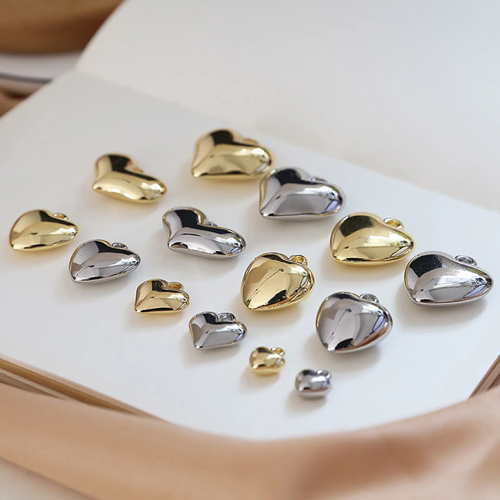 3D Heart Ball Charms Three-Dimensional Glossy  Pendants For Jewelry Making Diy Necklace Bracelet Findings, 5PCs