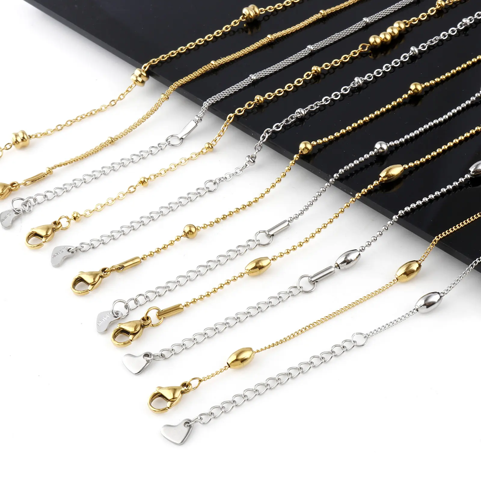 DoreenBeads 304 Stainless Steel Link Cable Chain Anklet Gold Color For Women Foot Leg Chain Ankle Bracelets Jewelry 23.5cm long