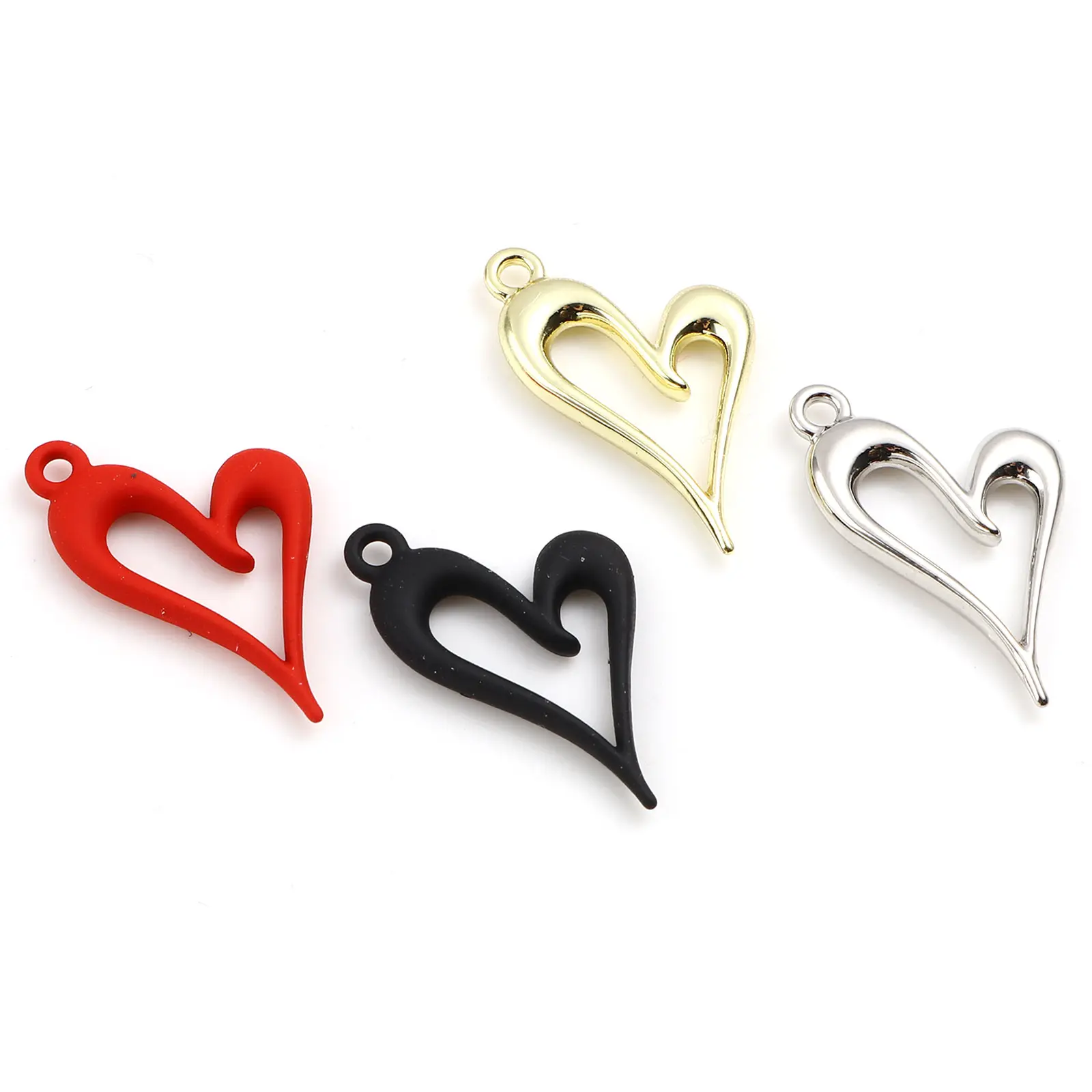 10 Pcs Alloy Heart Charms Multicolor Painted Love Heart Pendants For Diy Necklace Jewelry Making Findings 24mm X 15mm