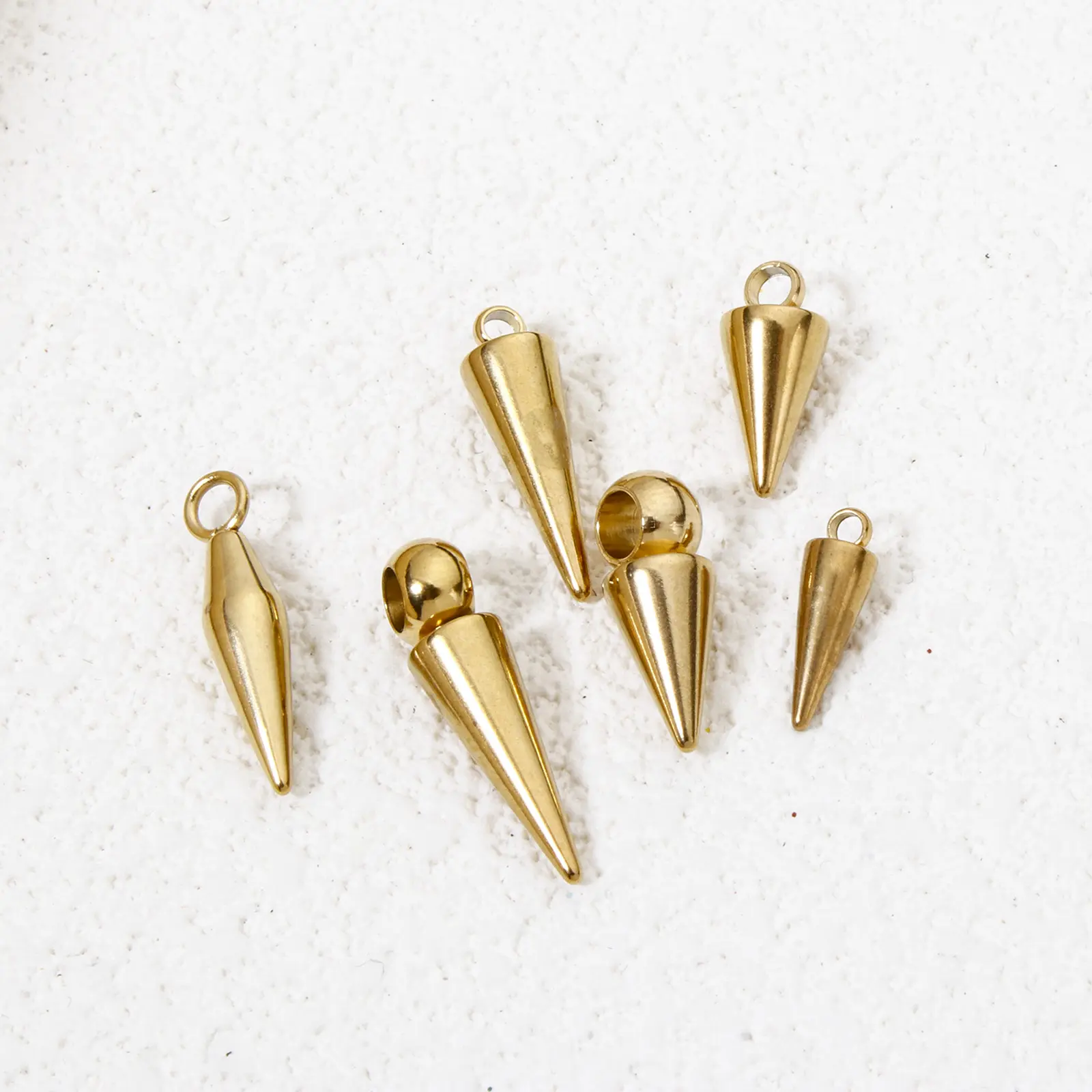 10 PCs 304 Stainless Steel Cone Charms Pendants Retro Bullet Spike Beads for Women Man Hoop Earring Necklace Jewelry Making