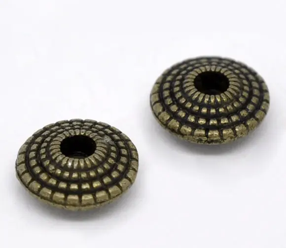 Zinc Based Alloy Spacer Beads Bicone Round Antique Bronze Dot Carved About 8mm Dia, Hole:Approx 1.9mm, 15 PCs