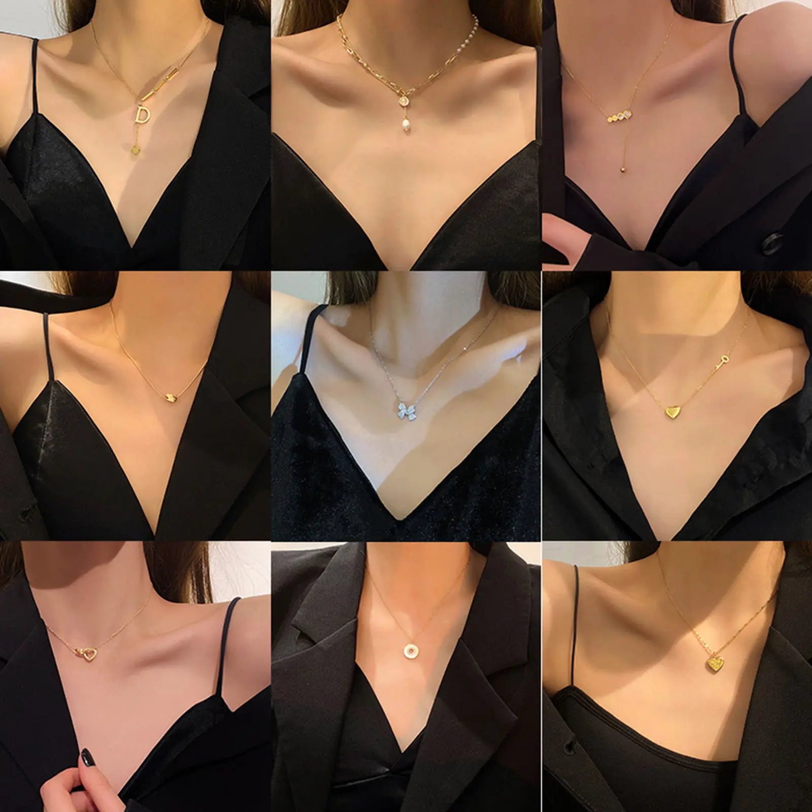 Ins Style Classic Gold Color Stainless Steel Necklace For Women Jewelry Limited Pearl Beads Heart Pendant Necklace Summer Gift
