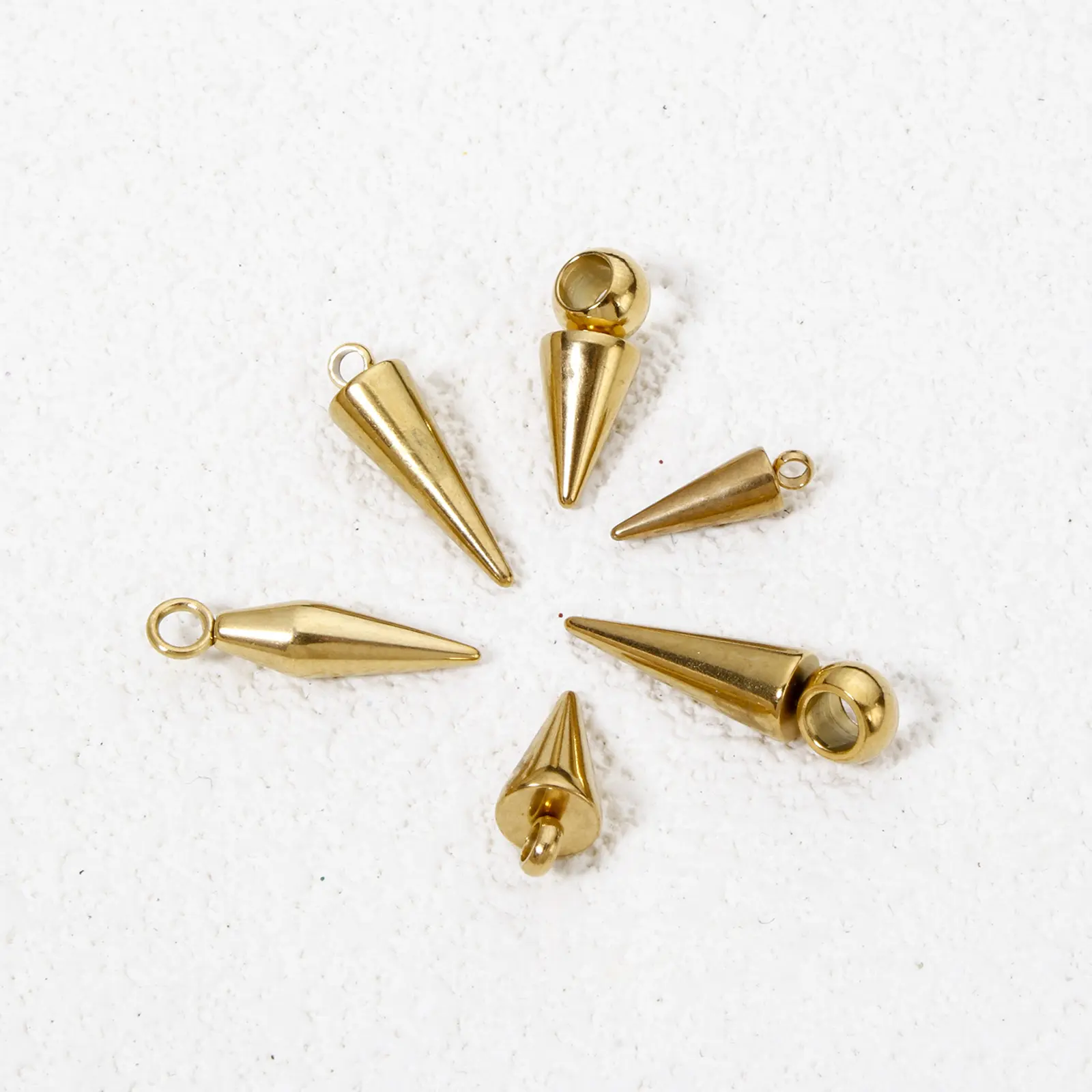 10 PCs 304 Stainless Steel Cone Charms Pendants Retro Bullet Spike Beads for Women Man Hoop Earring Necklace Jewelry Making