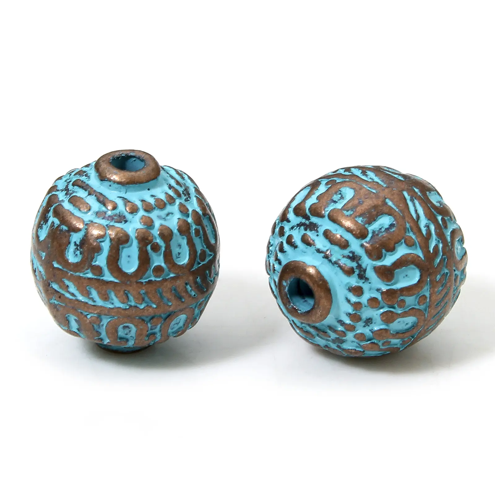 20 PCs Zinc Based Alloy Patina Spacer Beads For DIY Charm Jewelry Making Antique Copper Blue Beads Bracelets Necklace Findings