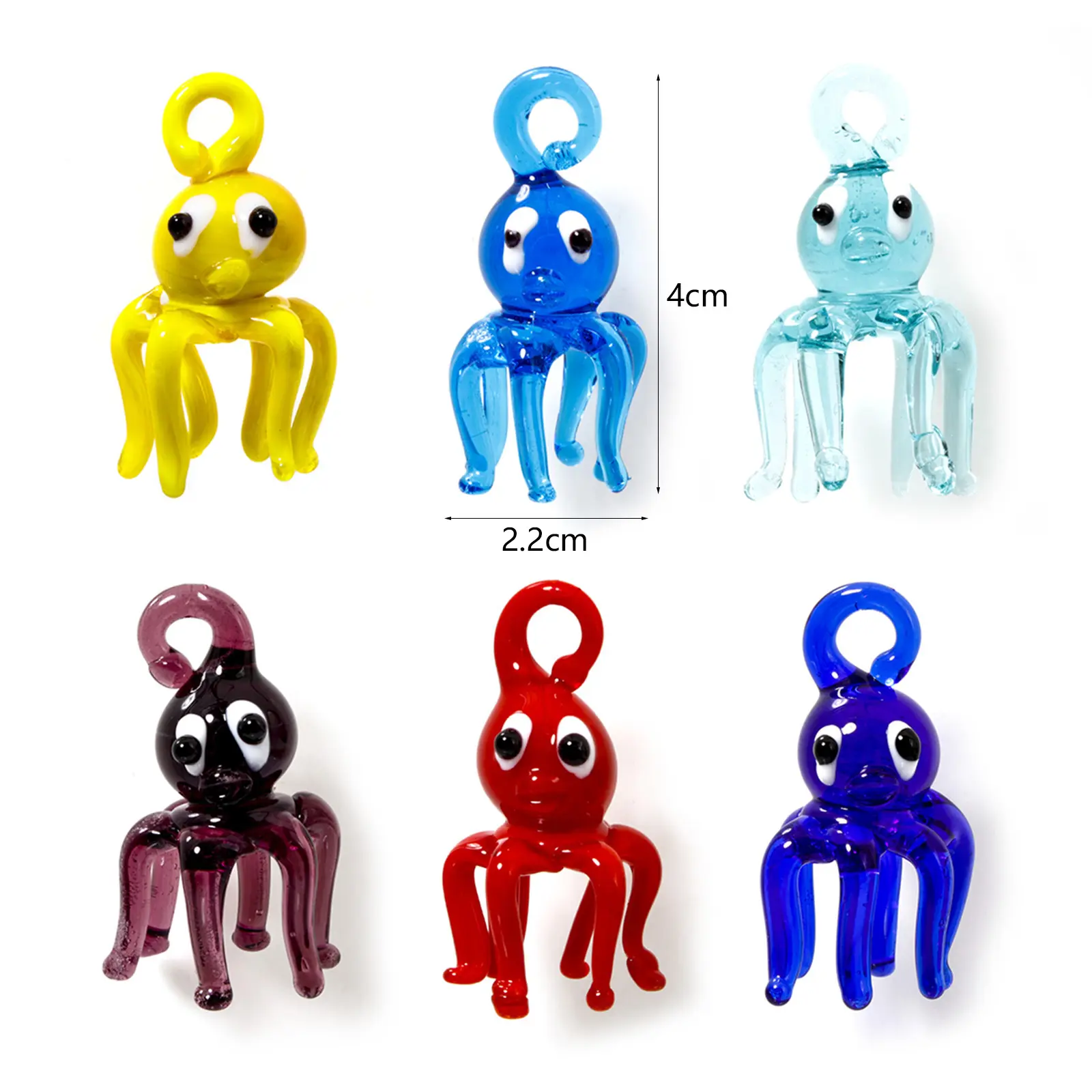 1 Piece 3D Jellyfish Eye Lampwork Glass Ocean Jewelry Charms Pendants For DIY Making Ornament Aquarium Decoration 4cm x 2.2cm