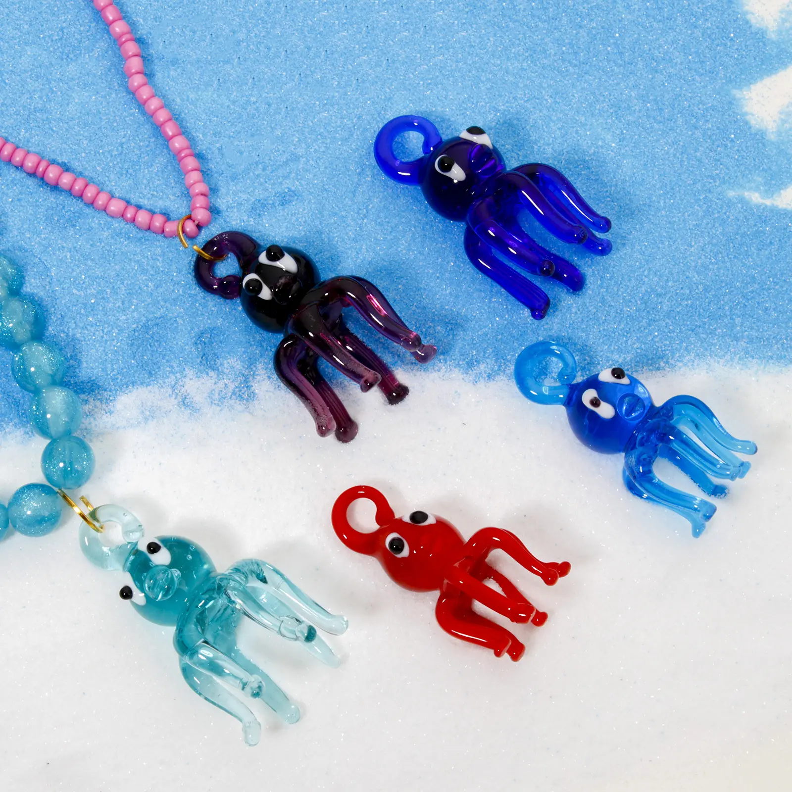 1 Piece 3D Jellyfish Eye Lampwork Glass Ocean Jewelry Charms Pendants For DIY Making Ornament Aquarium Decoration 4cm x 2.2cm