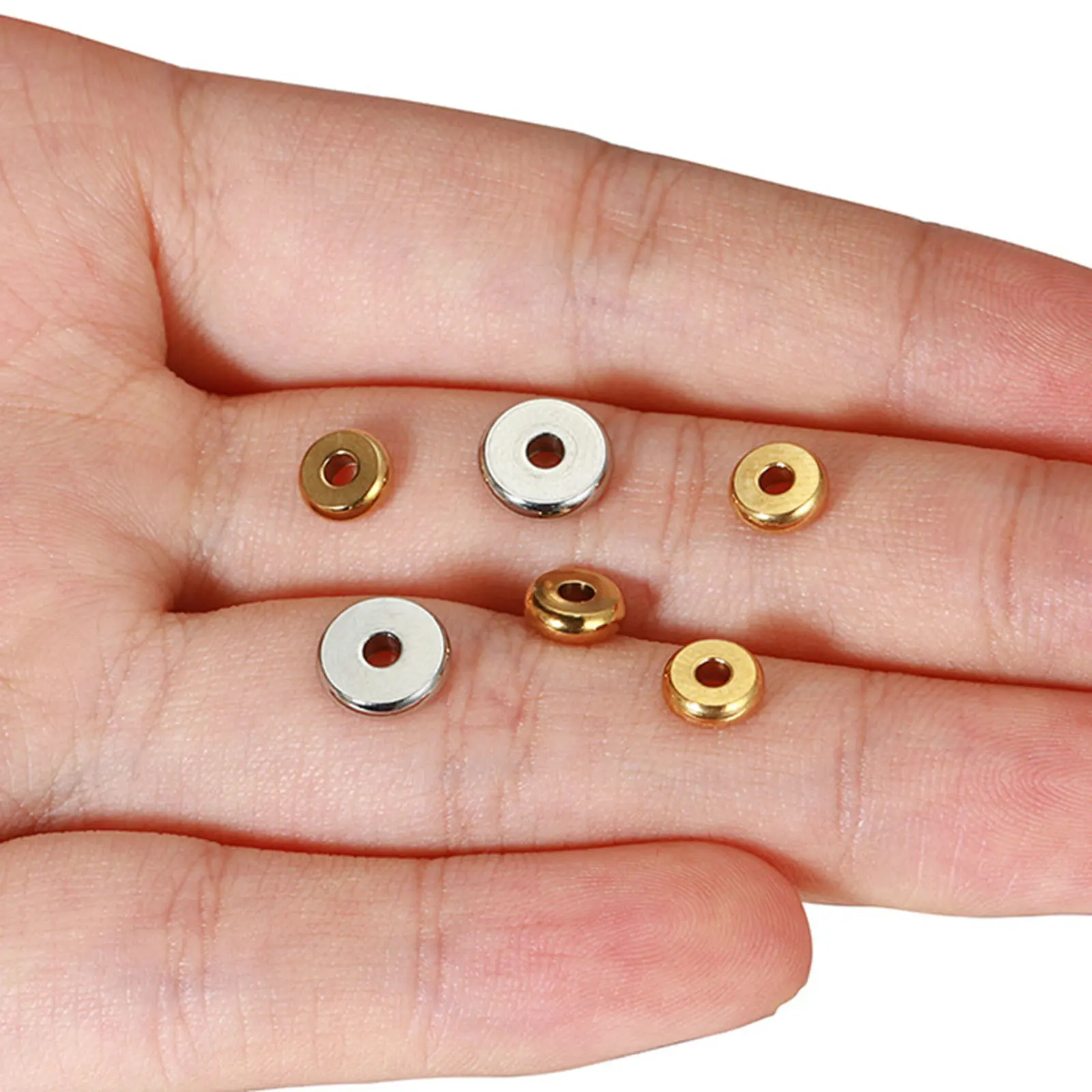 20/50PCs 304 Stainless Steel Flat Round Spacer Beads Separators Beads For Jewelry Making Metal Gold/Silver Color Diy Accessories