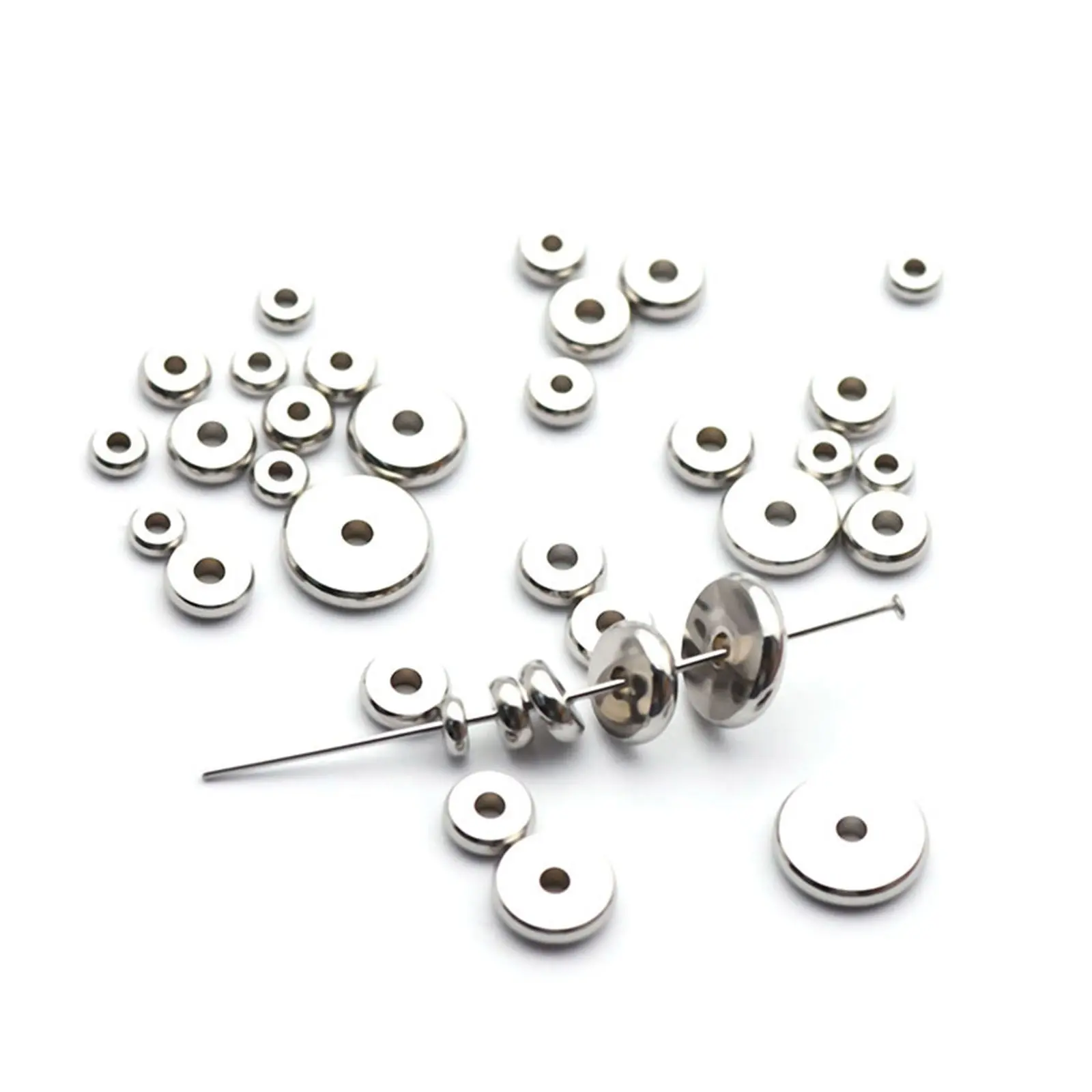 20/50PCs 304 Stainless Steel Flat Round Spacer Beads Separators Beads For Jewelry Making Metal Gold/Silver Color Diy Accessories