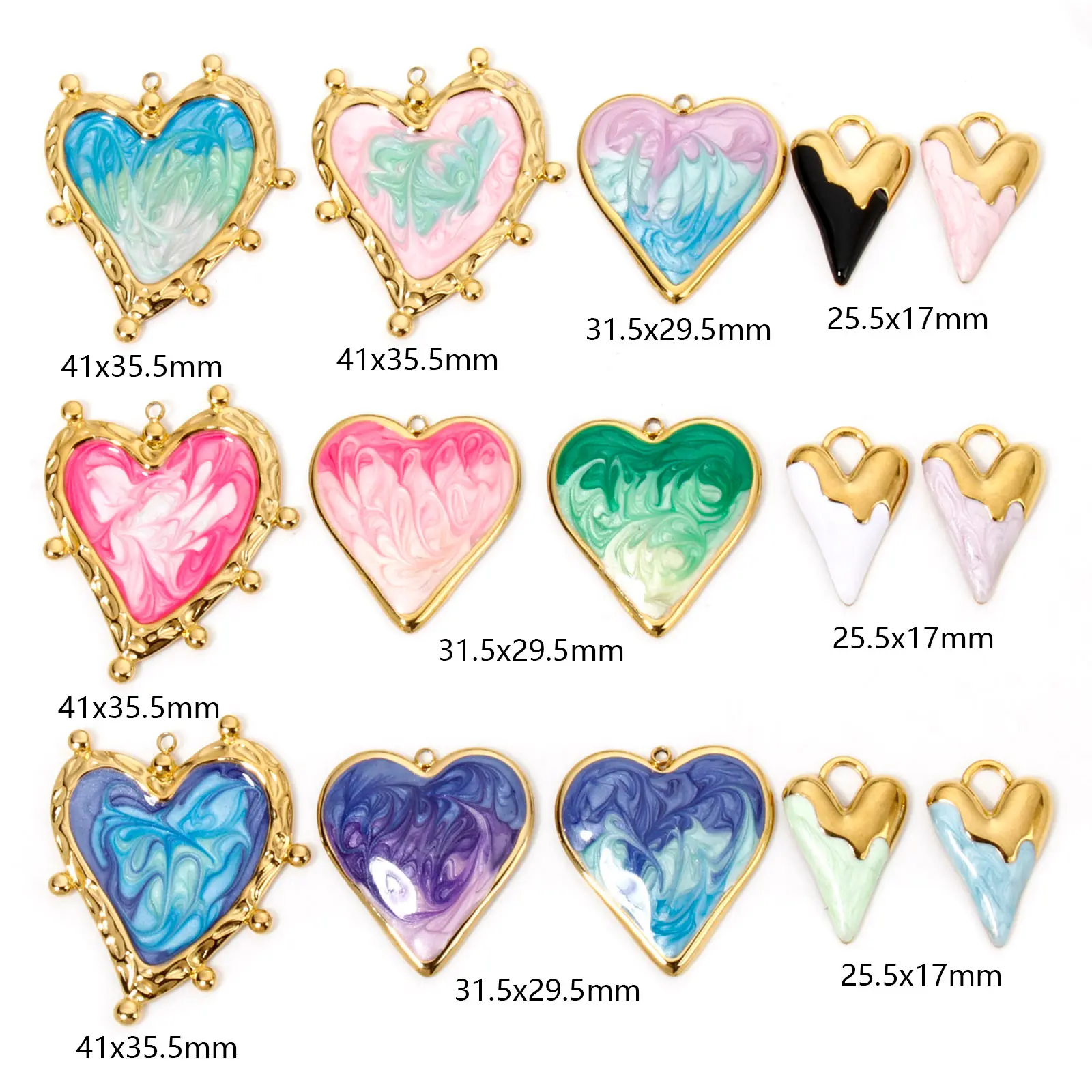 1 PC 304 Stainless Steel Sweet Heart Evil Eye Charms Enamel Pendants Valentine's Day For Jewelry Neckalce Making Diy Accessories