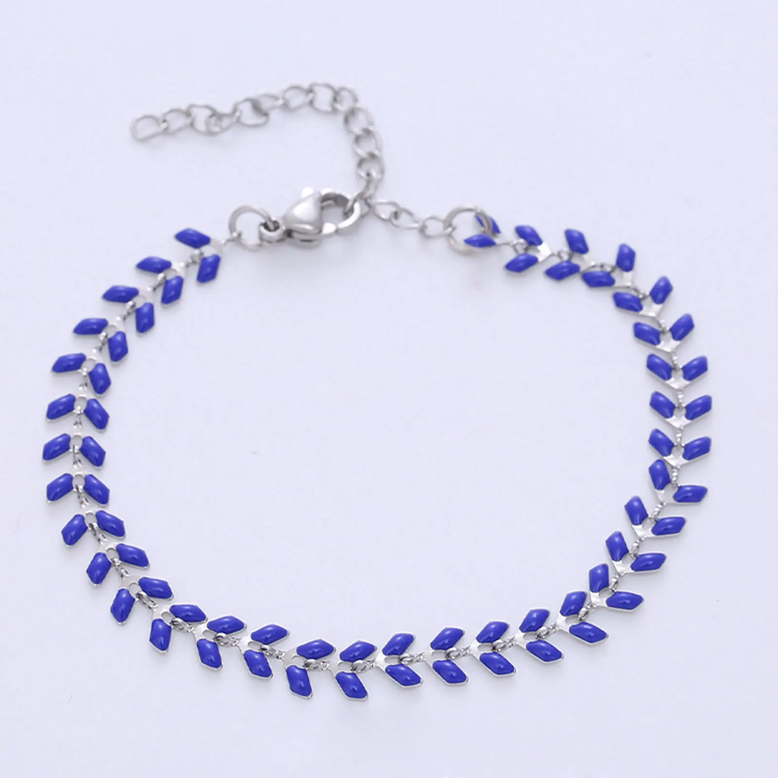 304 Stainless Steel Bracelet Multicolor Airplane Enamel Link Chain Bracelets Silver Color Women Fashion Jewelry 18cm long, 1 PCs