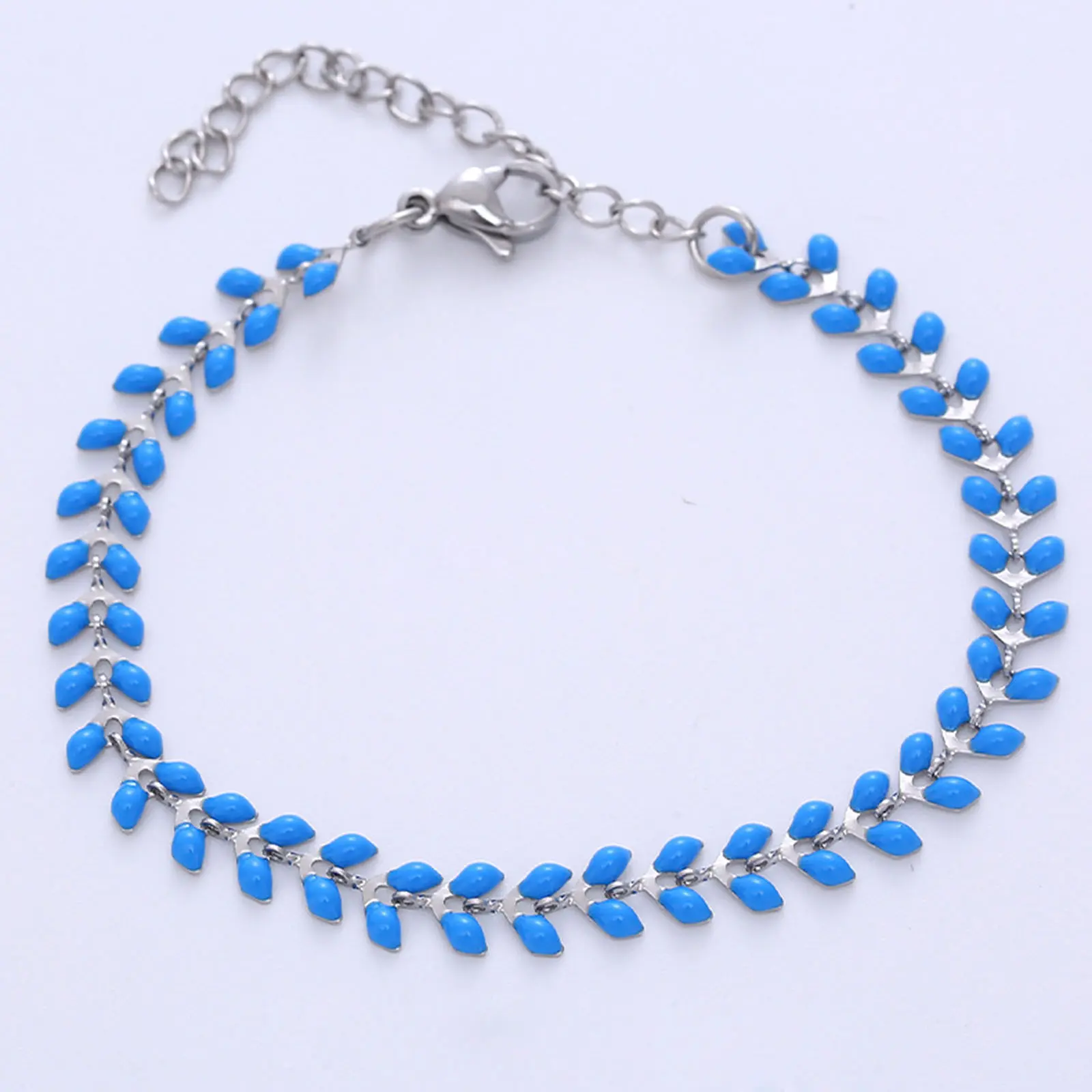 304 Stainless Steel Bracelet Multicolor Airplane Enamel Link Chain Bracelets Silver Color Women Fashion Jewelry 18cm long, 1 PCs
