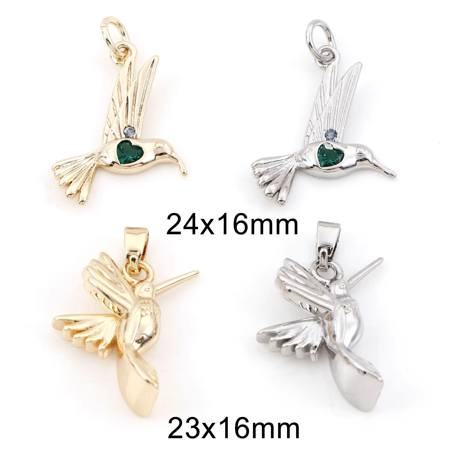 2 Piece Brass Charms Real Gold Plated Hummingbird For DIY Necklace Bracelet Earrings Jewelry Making Findings