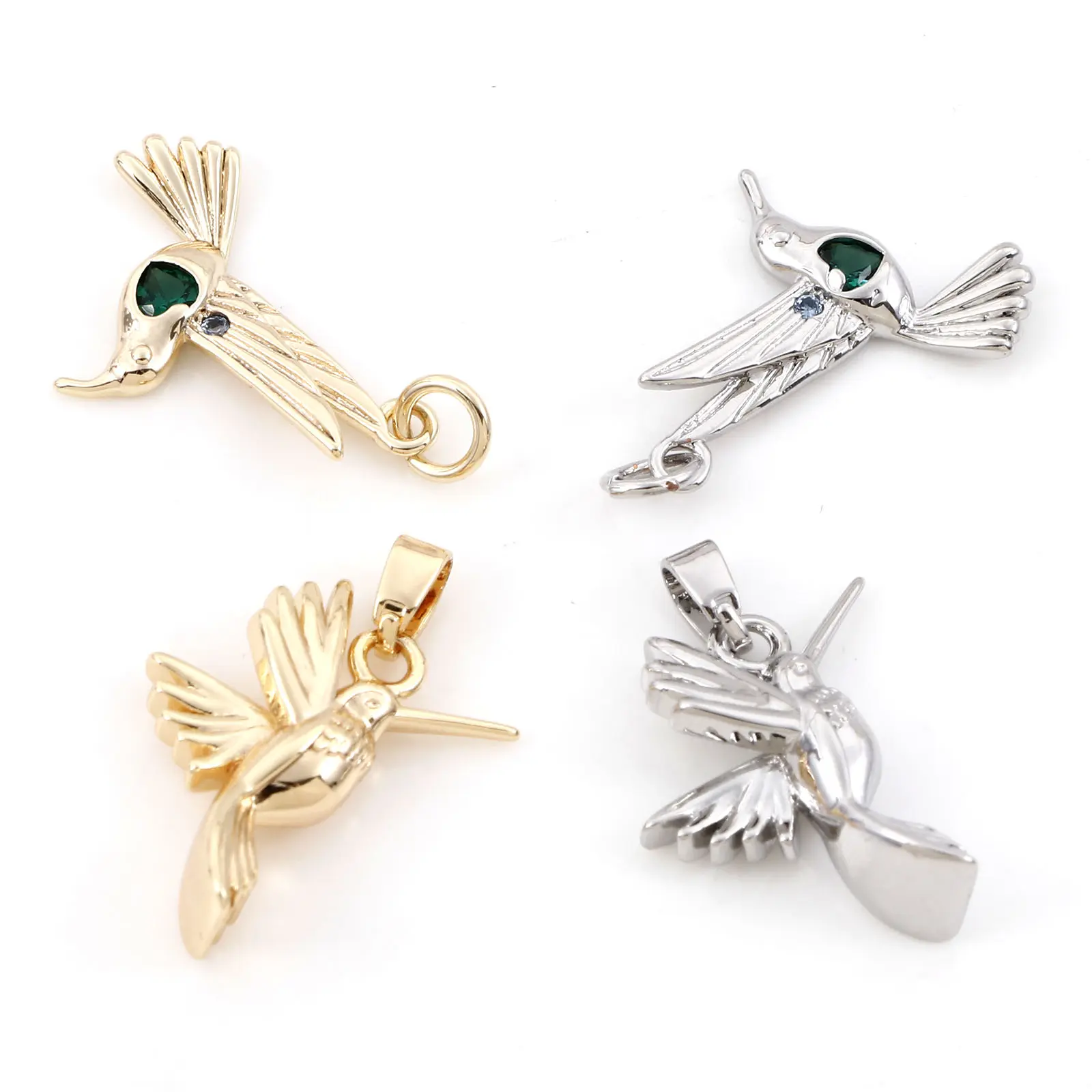 2 Piece Brass Charms Real Gold Plated Hummingbird For DIY Necklace Bracelet Earrings Jewelry Making Findings