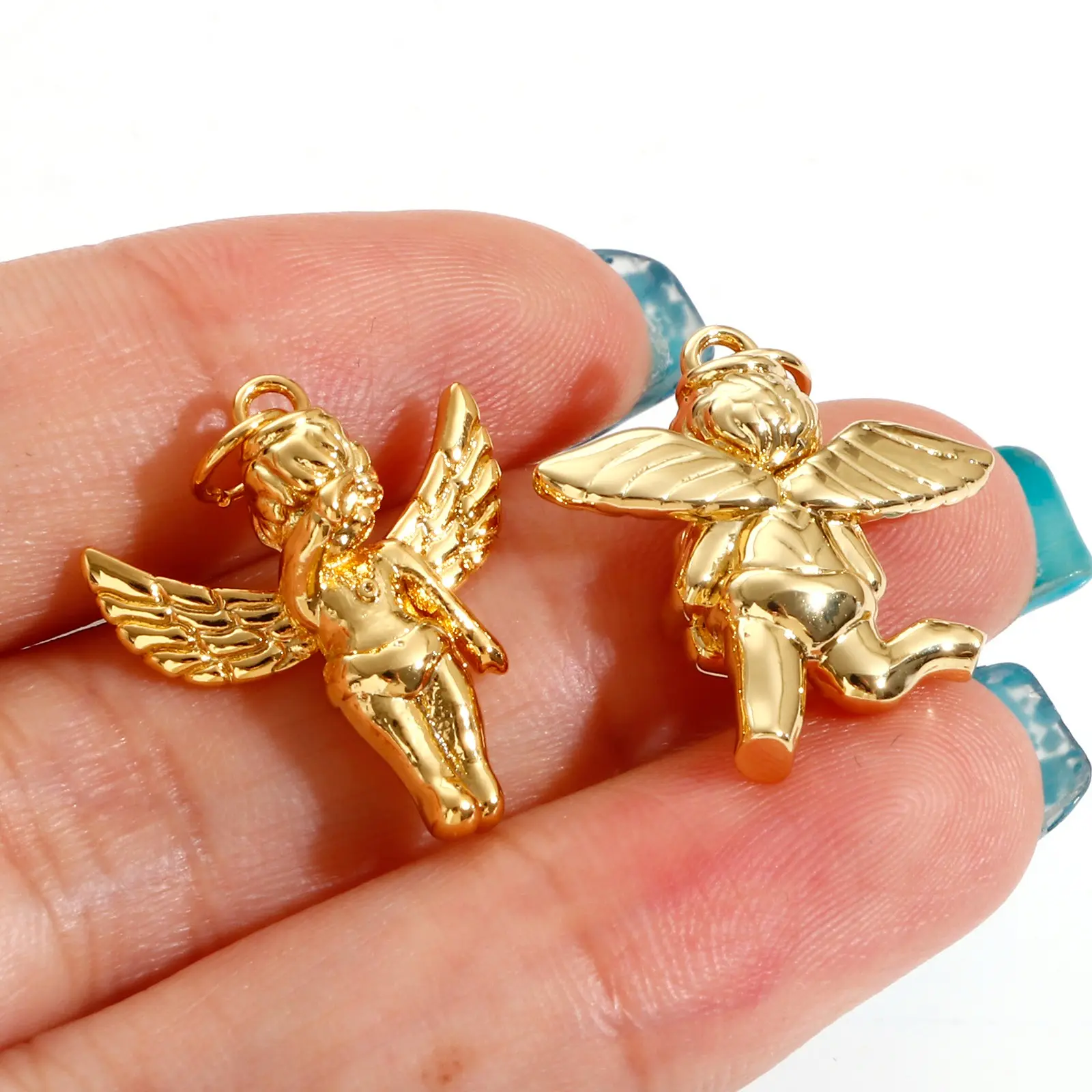 DoreenBeads 1 Piece 3D Angel Brass Religious Charms Gold Color Metal For Diy Necklace Jewelry Pendants Making Accessories