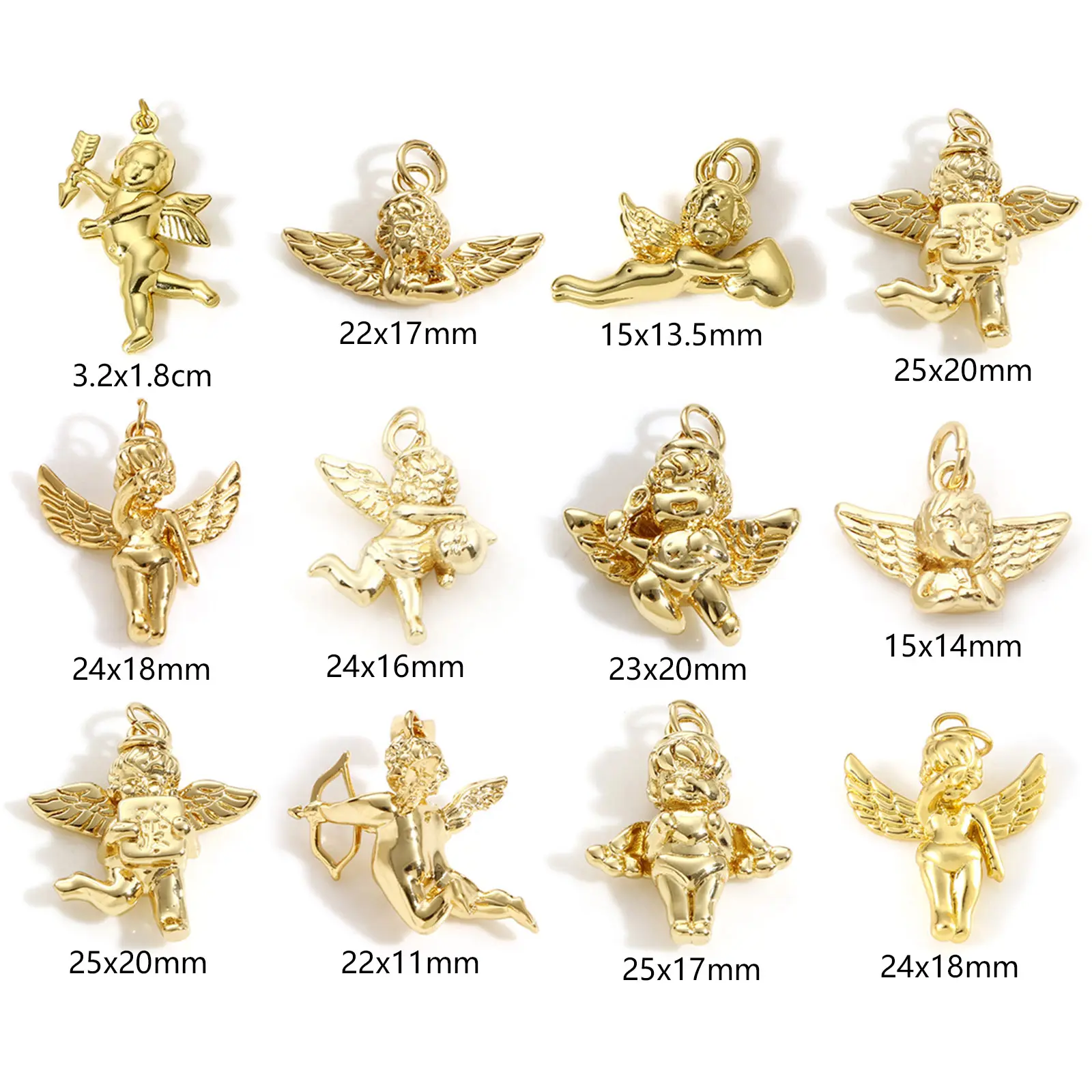 DoreenBeads 1 Piece 3D Angel Brass Religious Charms Gold Color Metal For Diy Necklace Jewelry Pendants Making Accessories