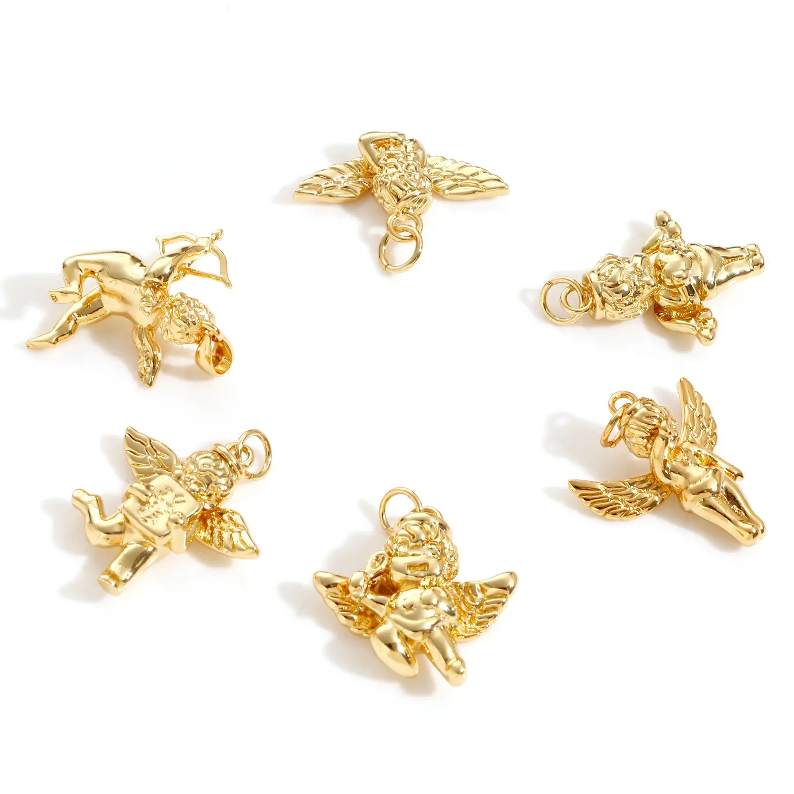 DoreenBeads 1 Piece 3D Angel Brass Religious Charms Gold Color Metal For Diy Necklace Jewelry Pendants Making Accessories