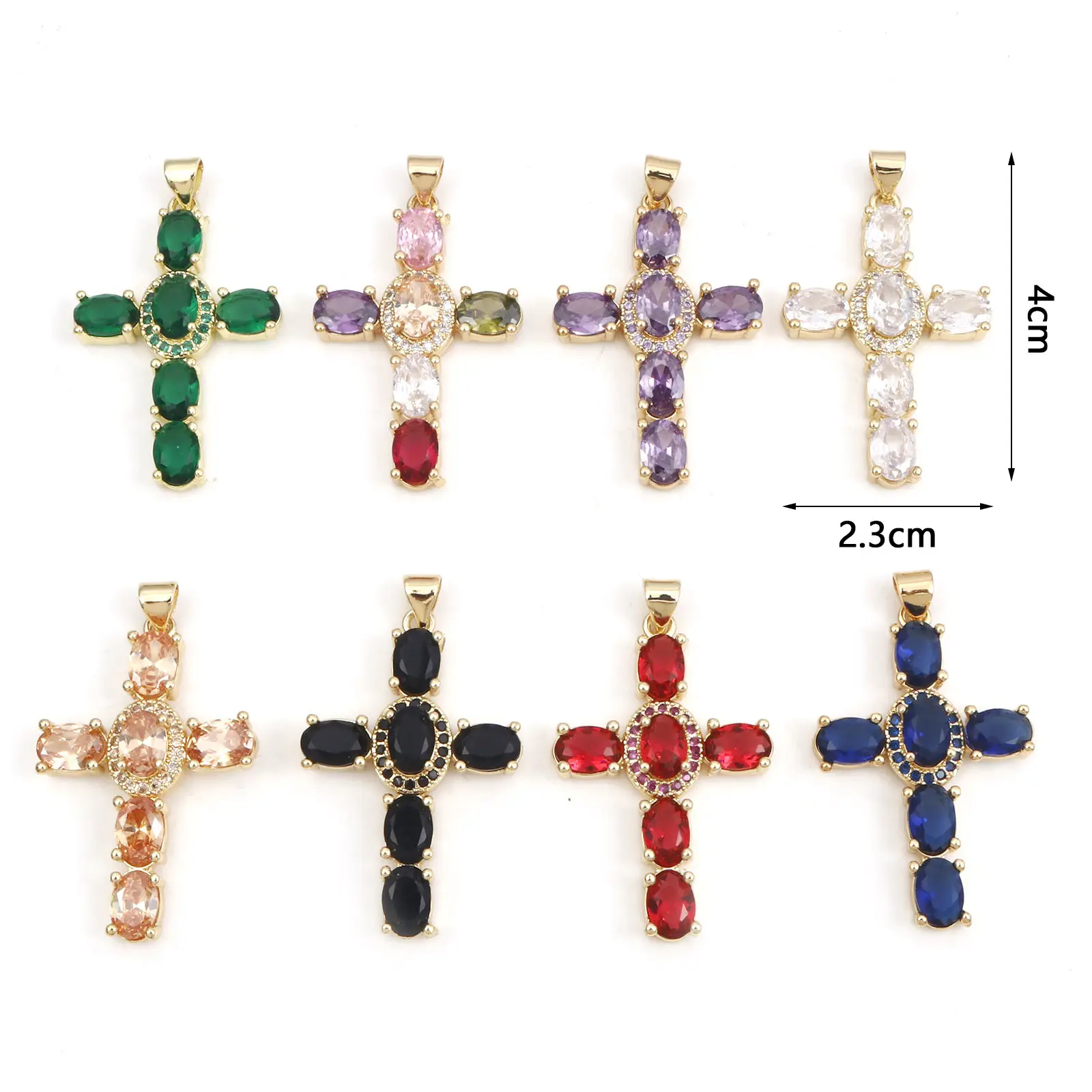 1 Piece Copper Religious Cross Pendants Gold Color Metal Charms For DIY Making Necklace Bracelets Jewelry Findings 4cm x 2.3cm