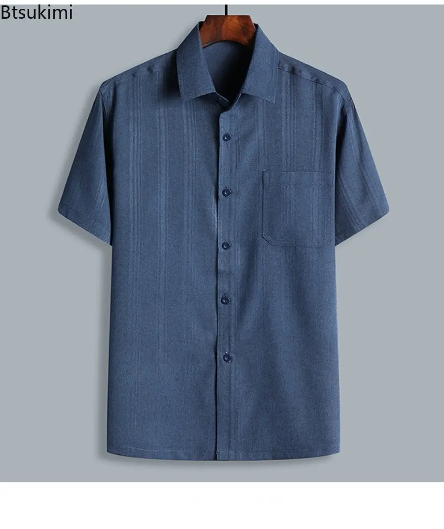 2025 Men's Two Piece Set Fashion Solid Short-sleeved Button Lapel Shirt+Pants Casual Suit Summer Breathable Cotton Linen Outfits