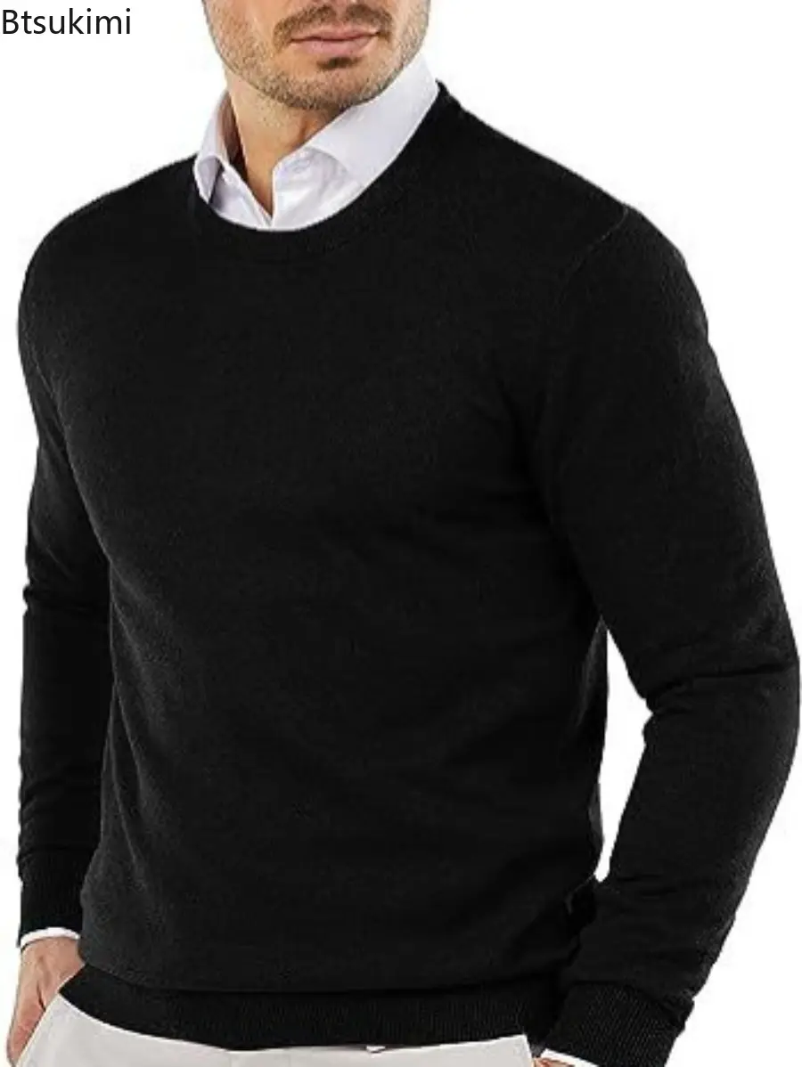 2025 Autumn Men's Knit Sweaters Crewneck Long Sleeve Pullover Casual Sweater Soft Comfortable Pullover Winter Warm Streetwear