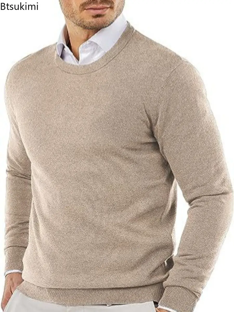 2025 Autumn Men's Knit Sweaters Crewneck Long Sleeve Pullover Casual Sweater Soft Comfortable Pullover Winter Warm Streetwear