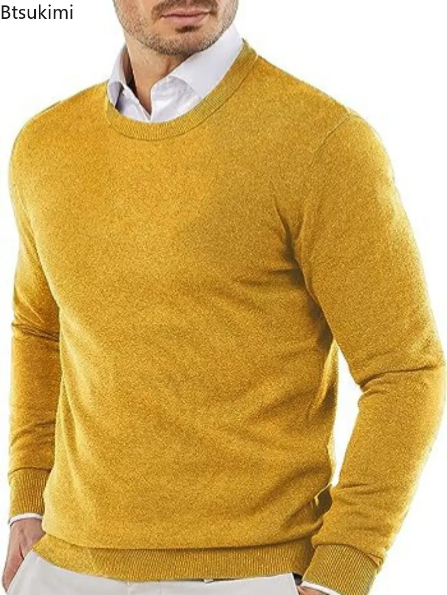2025 Autumn Men's Knit Sweaters Crewneck Long Sleeve Pullover Casual Sweater Soft Comfortable Pullover Winter Warm Streetwear