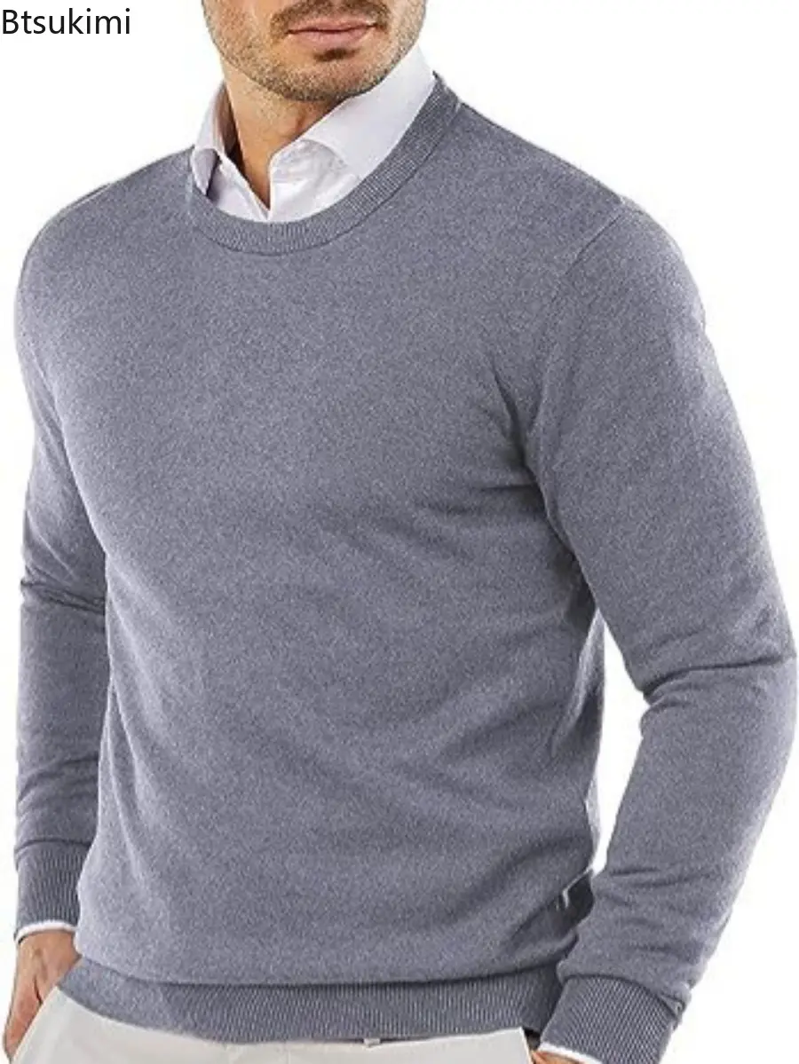 2025 Autumn Men's Knit Sweaters Crewneck Long Sleeve Pullover Casual Sweater Soft Comfortable Pullover Winter Warm Streetwear