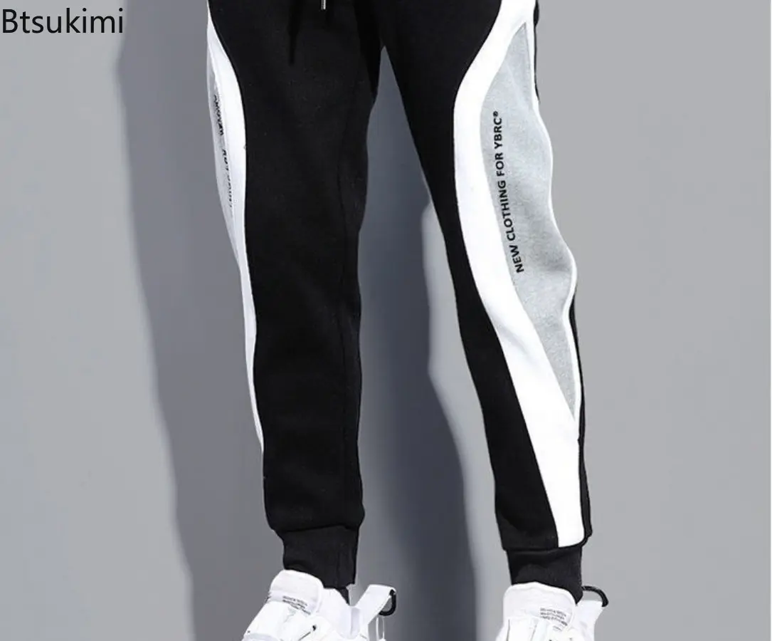 Fashion Patchwork Joggers Sweatpants for Men Comfy Cotton Loose Drawstring Casual Trousers Men Colorblock Running Fitness Pants