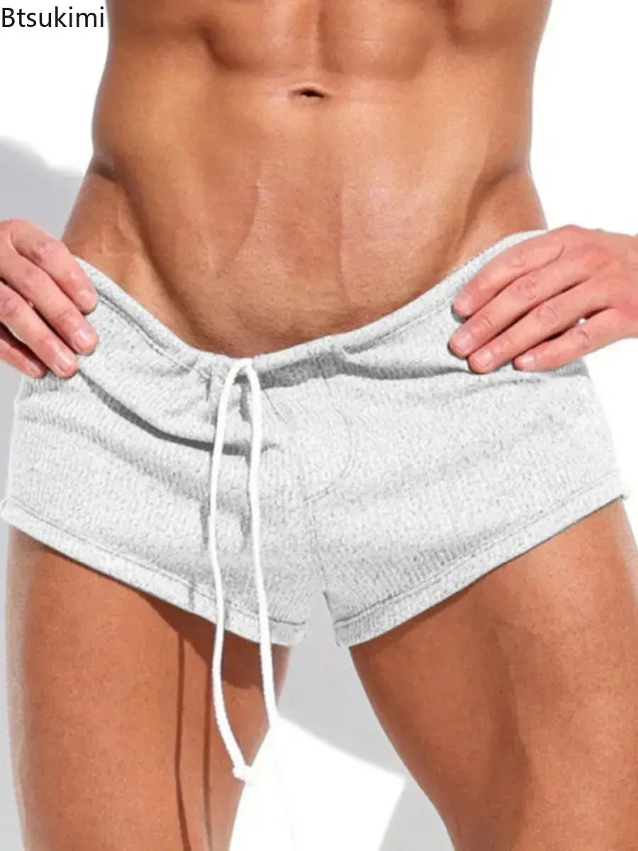 2025 Summer New Men's Sexy Casual Shorts Soft Breathable Daily Sport Pants Solid Drawstring Joggers Pants Beach Shorts Hot Sale