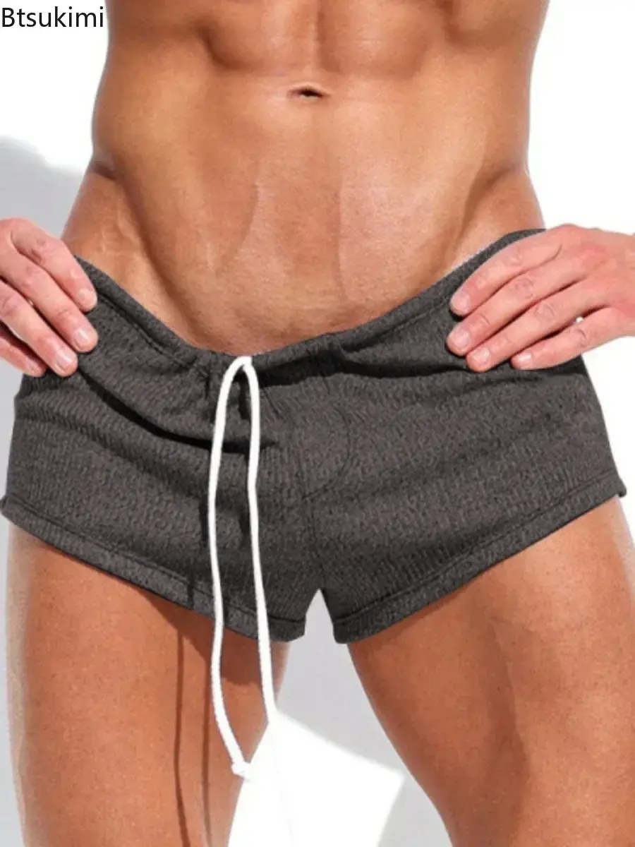 2025 Summer New Men's Sexy Casual Shorts Soft Breathable Daily Sport Pants Solid Drawstring Joggers Pants Beach Shorts Hot Sale