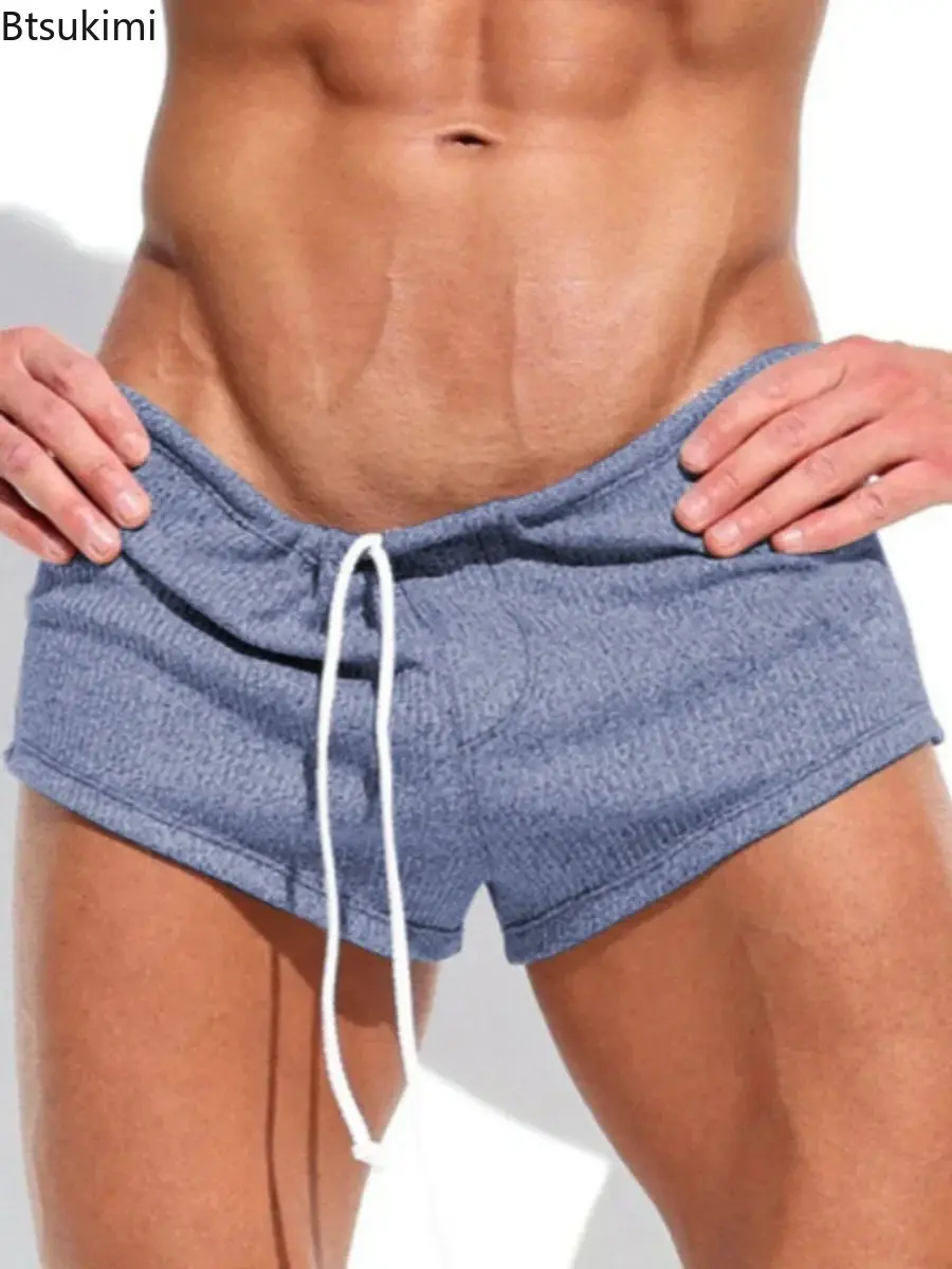 2025 Summer New Men's Sexy Casual Shorts Soft Breathable Daily Sport Pants Solid Drawstring Joggers Pants Beach Shorts Hot Sale