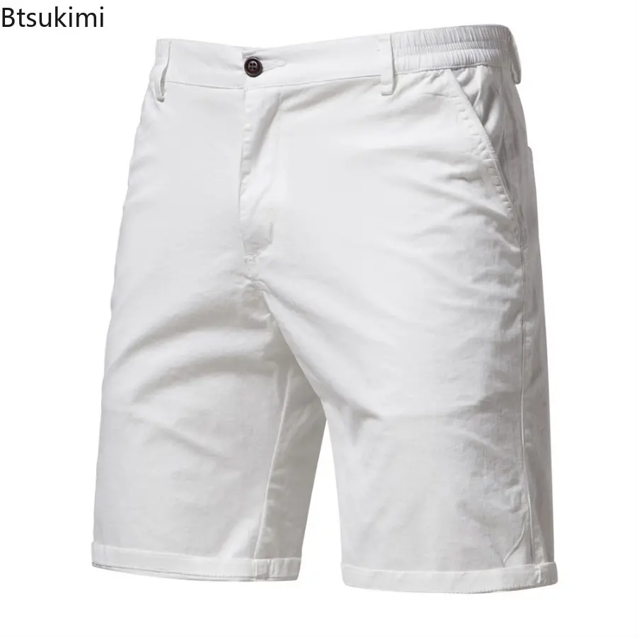 Fashion New Summer Men's Comfort 100% Cotton Solid Shorts High Quality Casual Business Short Trouser Classic Slim Shorts for Men