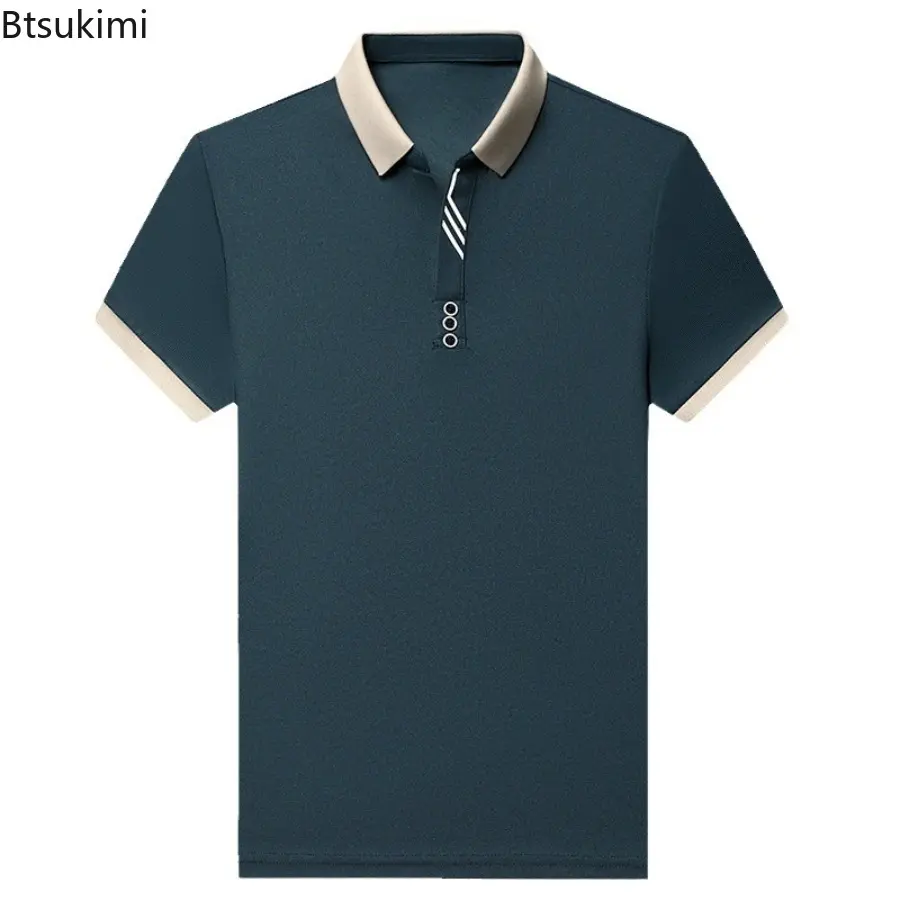 2025 Fashion Men's Solid Color Casual Fit Short Sleeve Polo Shirt Summer Business Leisure Comfortable Non-iron T-shirt for Men