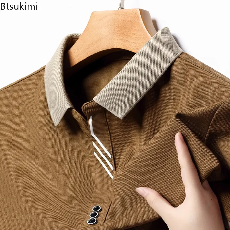 2025 Fashion Men's Solid Color Casual Fit Short Sleeve Polo Shirt Summer Business Leisure Comfortable Non-iron T-shirt for Men