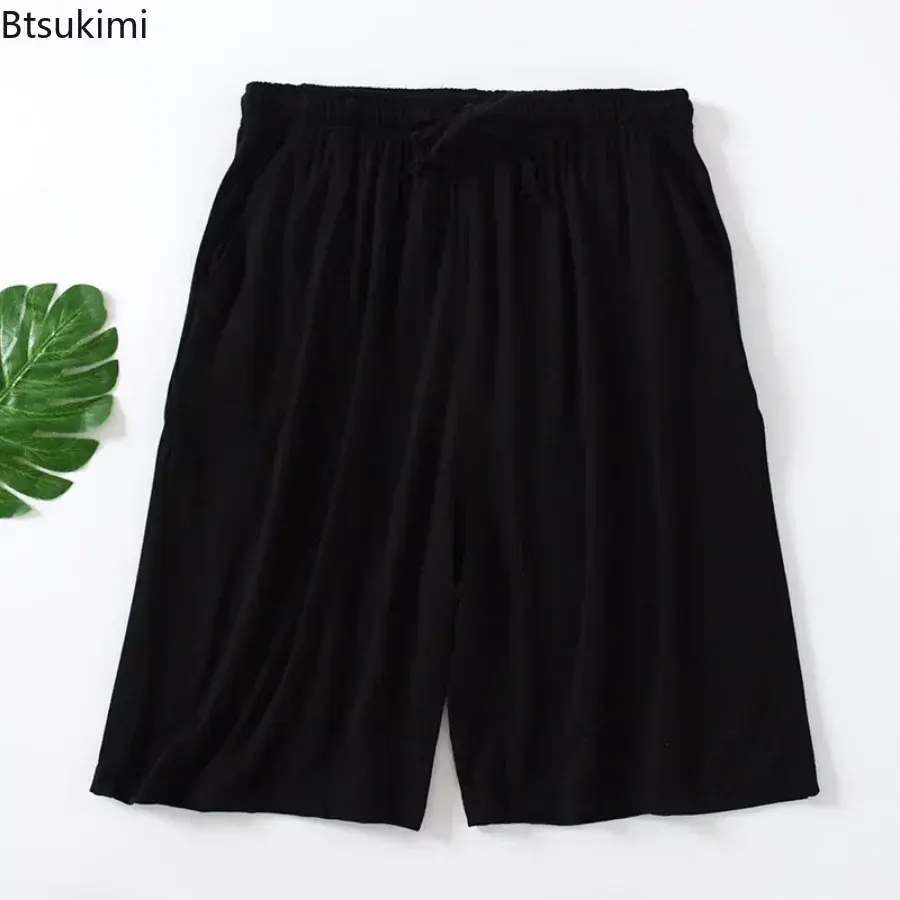 Summer New Men's Solid Casual Pajama Shorts Fashion Simple Modal Cotton Sleep Bottoms Men Soft Beach Short Trousers Plus Size8XL
