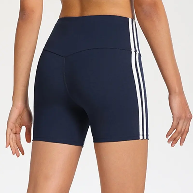 Summer Nude Contrast Color High Elastic Belly Lifting Buttocks Yoga Shorts Women Quick Dry Fitness Exercise Four-quarter Pants