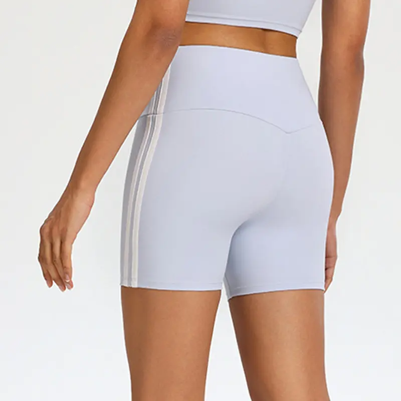 Summer Nude Contrast Color High Elastic Belly Lifting Buttocks Yoga Shorts Women Quick Dry Fitness Exercise Four-quarter Pants