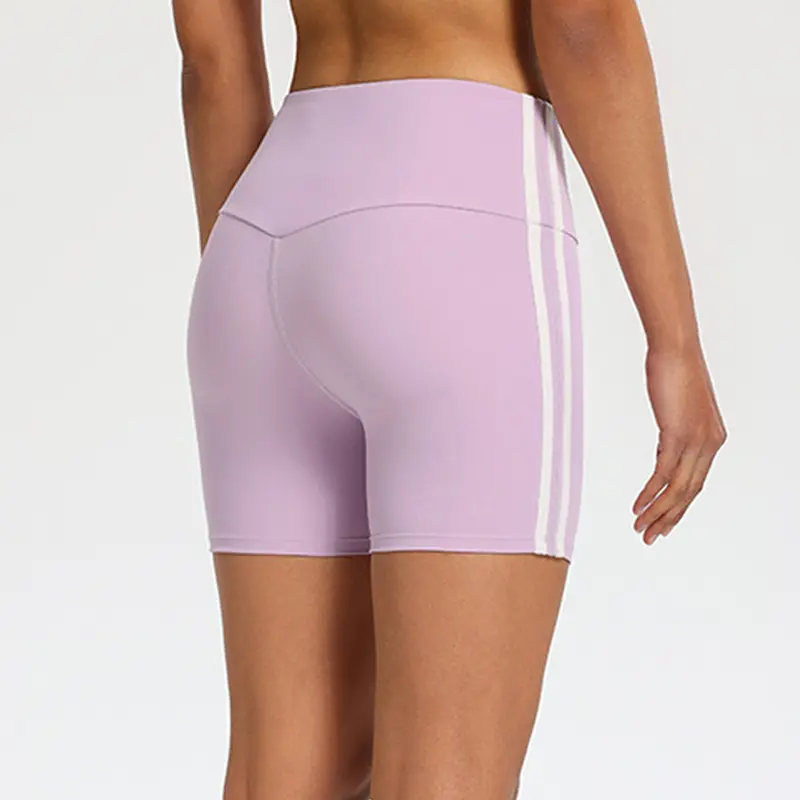 Summer Nude Contrast Color High Elastic Belly Lifting Buttocks Yoga Shorts Women Quick Dry Fitness Exercise Four-quarter Pants