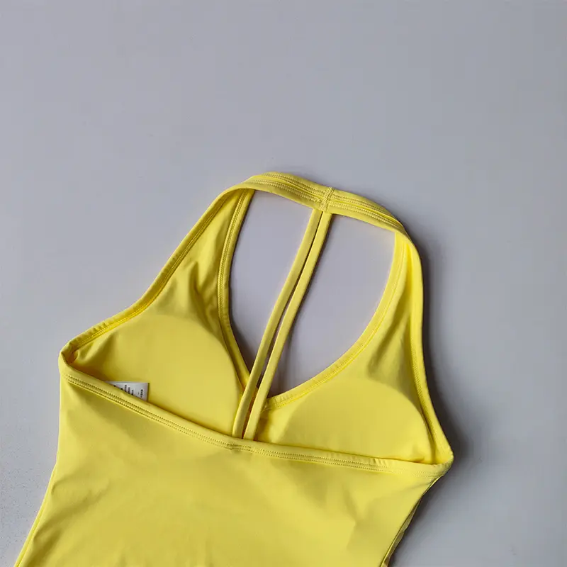 Seamless Yoga Vest with Chest Pad Halter Neck Beautiful Back Anti-shock Sports Underwear Outside Wearing Pilates Training Bra