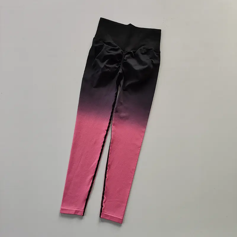 Gradient Peach Hips High Waist Belly-closing Fitness Pants Women Lifting Hips Training Running Sports Tight Stretch Yoga Pants