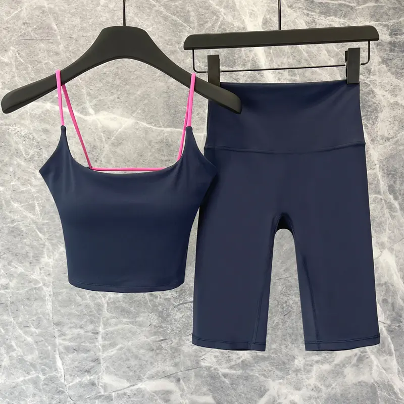 Quick-drying Nude Set Sexy Sports Bras Running Fitness Clothes Suit Beautiful Back Top High Waisted Shorts Yoga Clothes Suit