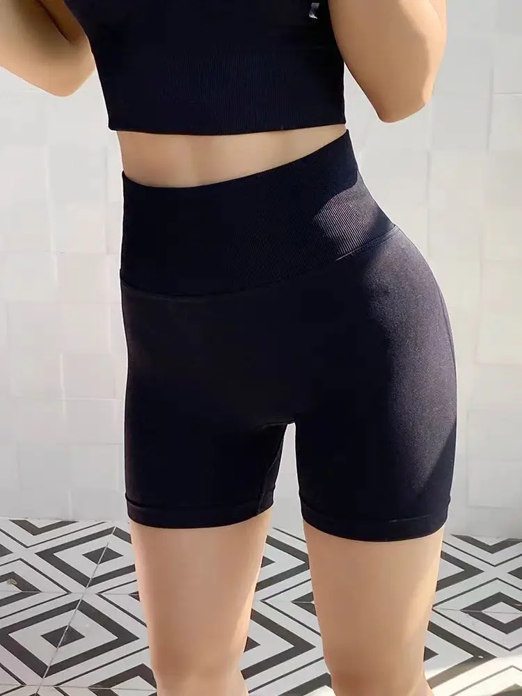 Honey Peach Hip Lifting Sports Shorts Women's Fitness Shorts High Waist Tight Triple Pants Running Elastic Tight Yoga Shorts