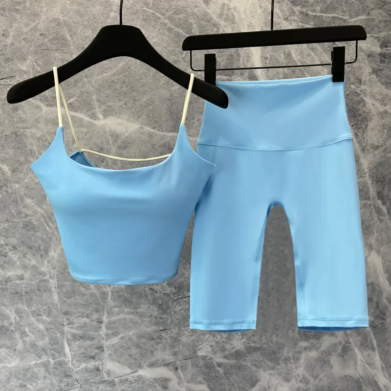Quick-drying Nude Set Sexy Sports Bras Running Fitness Clothes Suit Beautiful Back Top High Waisted Shorts Yoga Clothes Suit