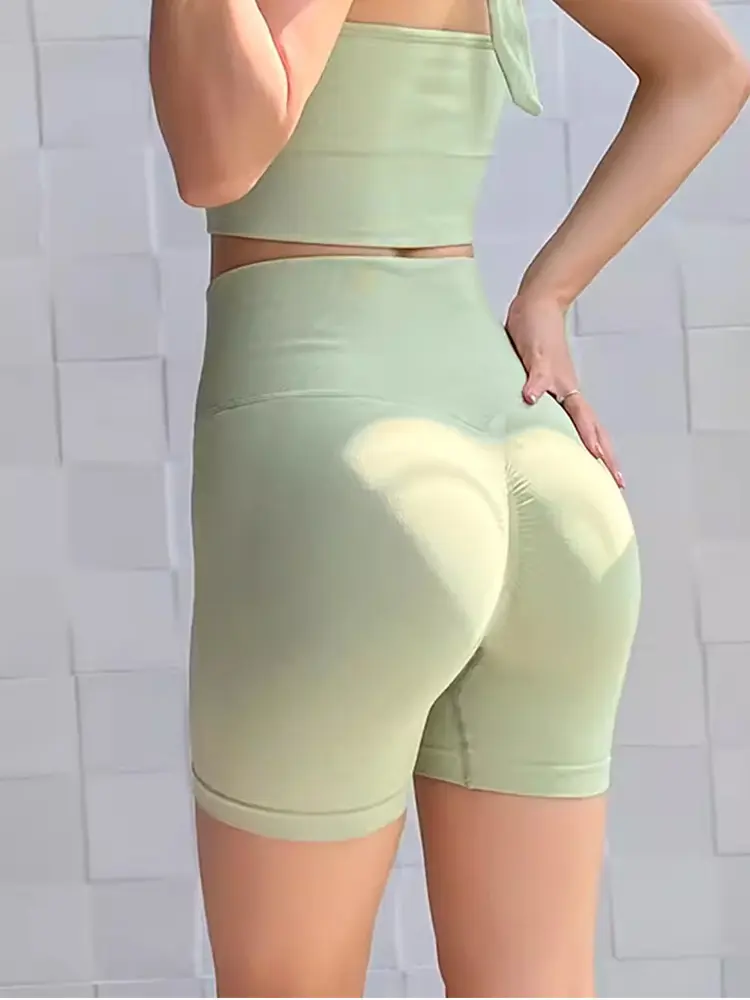 Honey Peach Hip Lifting Sports Shorts Women's Fitness Shorts High Waist Tight Triple Pants Running Elastic Tight Yoga Shorts
