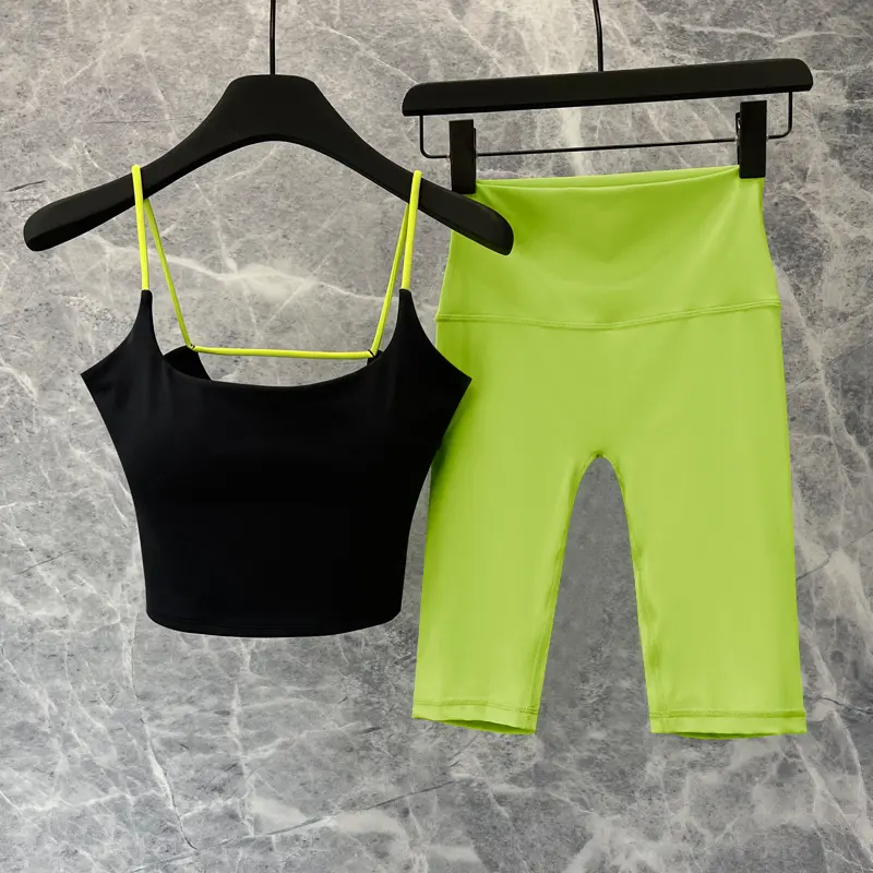 Quick-drying Nude Set Sexy Sports Bras Running Fitness Clothes Suit Beautiful Back Top High Waisted Shorts Yoga Clothes Suit